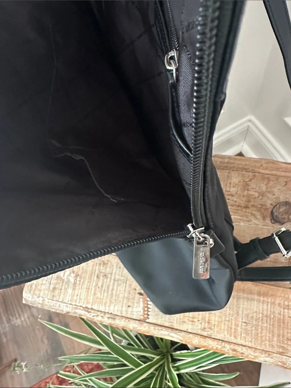 Michael Kors Woman’s Black Nylon Backpack with Front Zip Pocket